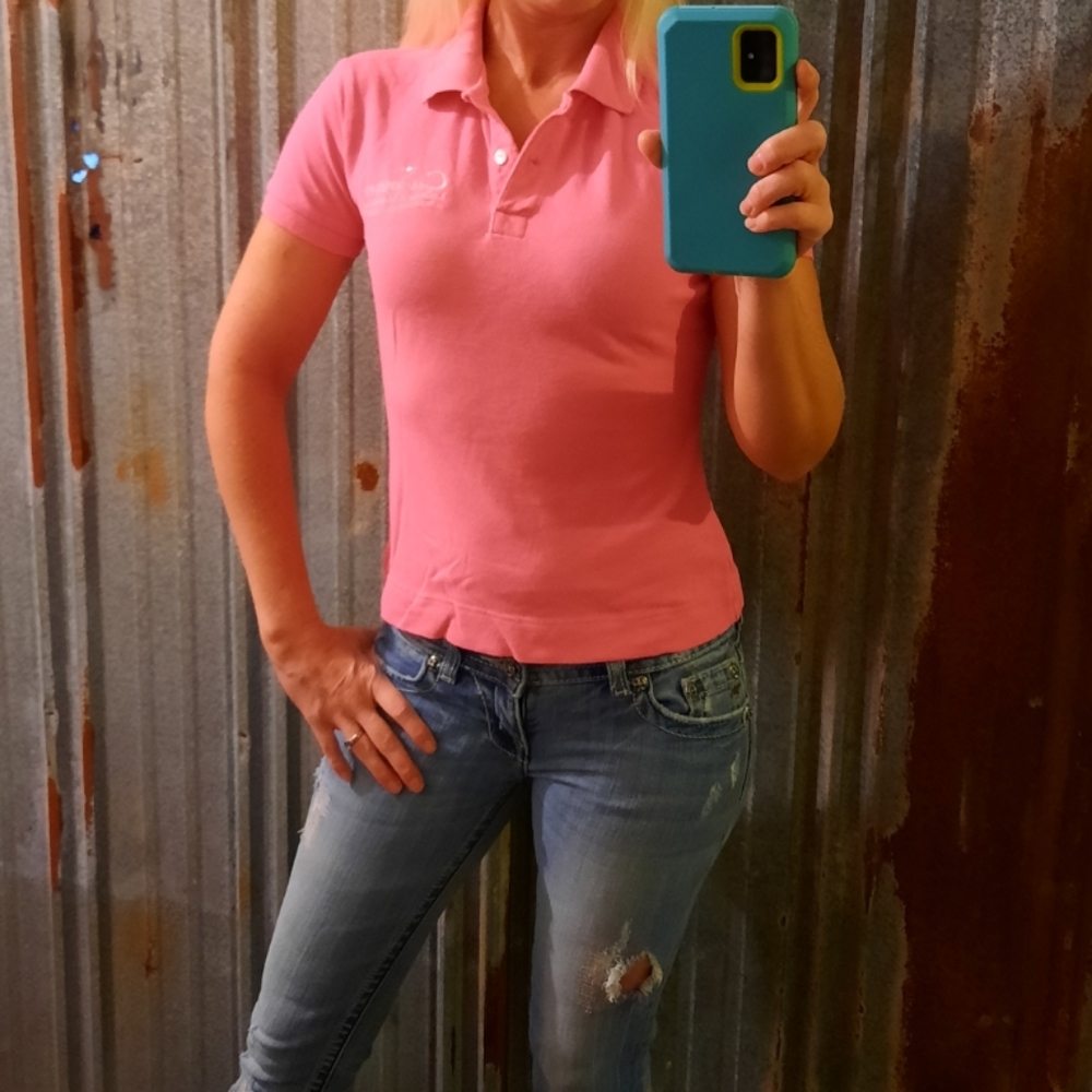 Hot Pink Logo Embroidered Polo Shirt